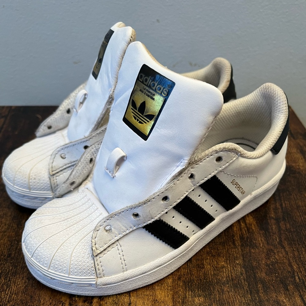 Adidas Superstar Shell Toe White Black Stripe Ortholite Youth Size 13